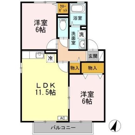 岡山県倉敷市玉島爪崎（賃貸アパート2LDK・2階・53.76㎡） その2