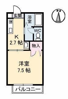 岡山県倉敷市日吉町(賃貸アパート1K・2階・24.81㎡)の写真 その2