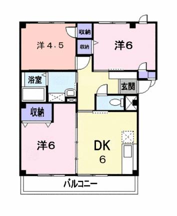 エクシード永山　Ｂ 301｜岡山県倉敷市大内(賃貸マンション3DK・3階・57.05㎡)の写真 その2