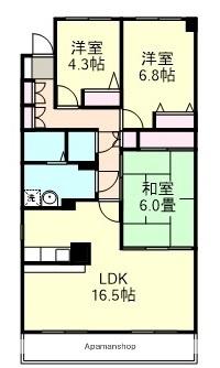 グリーンコート日吉 ｜岡山県倉敷市日吉町(賃貸マンション3LDK・2階・75.05㎡)の写真 その2