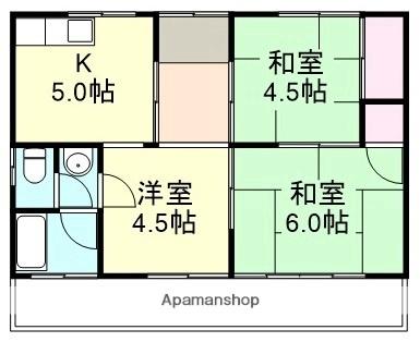 小山アパート ｜岡山県倉敷市田ノ上(賃貸アパート3K・2階・43.74㎡)の写真 その2