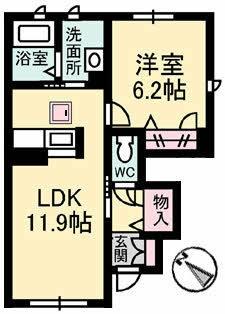 岡山県倉敷市連島町鶴新田(賃貸アパート1LDK・1階・43.43㎡)の写真 その2