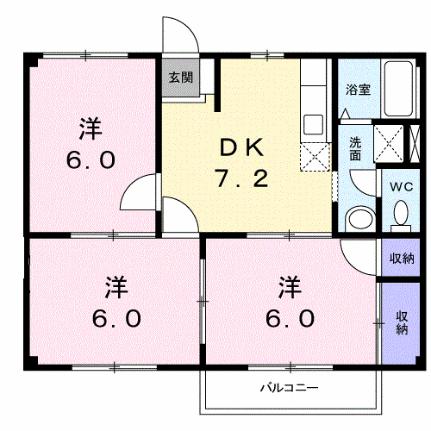 ハイブリッジ錦Ａ 102｜岡山県岡山市南区藤田(賃貸アパート3DK・1階・52.17㎡)の写真 その2