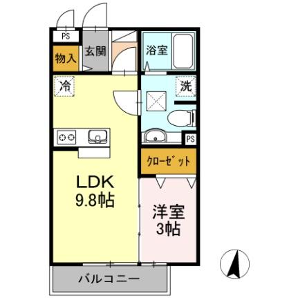 Ｃｏｍｏｄｏ　Ｇｉｏｎｅ　Ａ棟  ｜ 岡山県岡山市北区今８丁目（賃貸アパート1LDK・3階・33.39㎡） その2