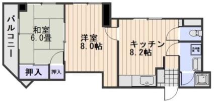 岡山県岡山市北区中央町(賃貸マンション2DK・5階・46.00㎡)の写真 その2