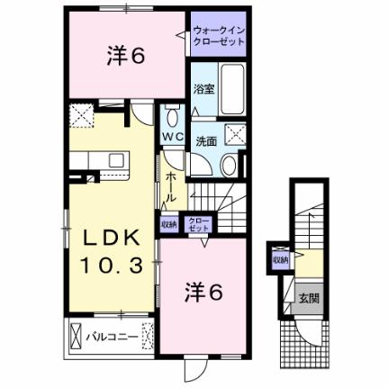 フラン　アンジュI 201｜岡山県倉敷市連島町鶴新田(賃貸アパート2LDK・2階・56.61㎡)の写真 その2