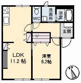 エトアール板谷　Ｂ棟 ｜岡山県倉敷市田ノ上(賃貸アパート1LDK・1階・42.98㎡)の写真 その2