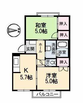 プレステージ溝口　Ｃ棟 ｜岡山県総社市溝口(賃貸アパート2K・1階・36.78㎡)の写真 その2