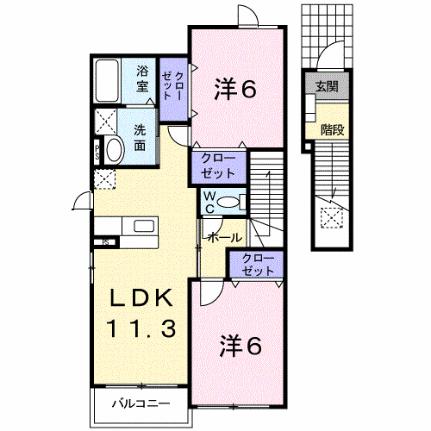 プラシードI 202｜広島県福山市加茂町字中野(賃貸アパート2LDK・2階・58.48㎡)の写真 その2