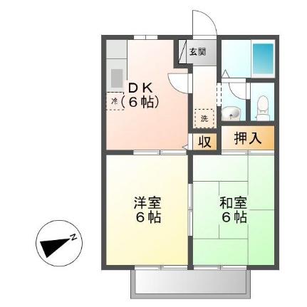 ハイライズ新涯 A201｜広島県福山市新涯町６丁目(賃貸アパート2DK・2階・40.92㎡)の写真 その2