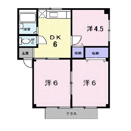 シティハイツたかはし 102｜広島県福山市山手町３丁目(賃貸アパート3DK・1階・45.10㎡)の写真 その2