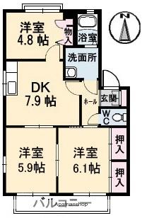 ハイツ西光寺　Ｃ棟 202｜広島県広島市安佐北区小河原町(賃貸アパート3DK・2階・56.64㎡)の写真 その2