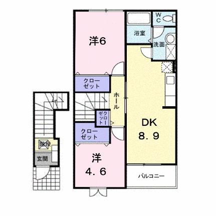 アニューメゾンフジイ 202｜広島県福山市春日町７丁目(賃貸アパート2DK・2階・51.67㎡)の写真 その2