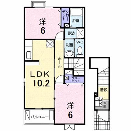 プリムローズ 201｜広島県福山市駅家町大字今岡(賃貸アパート2LDK・2階・57.02㎡)の写真 その2