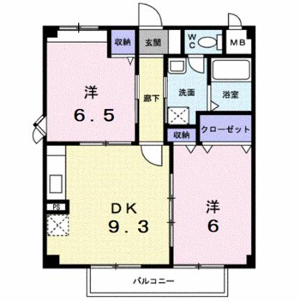 グランディオズ　富士 204｜広島県福山市東川口町３丁目(賃貸アパート2DK・2階・50.62㎡)の写真 その2