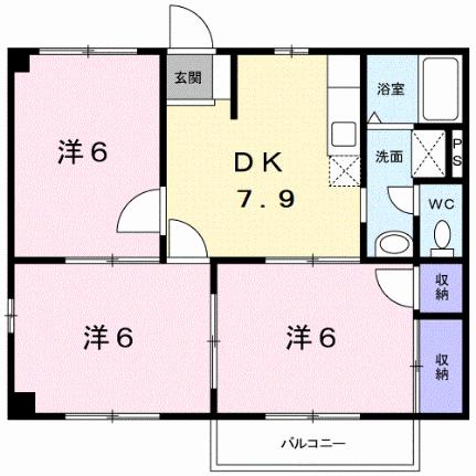 ニューシティつのごうＣ 202｜広島県福山市津之郷町大字津之郷(賃貸アパート3DK・2階・52.17㎡)の写真 その2