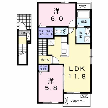 エテルナＢ 201｜広島県福山市箕島町(賃貸アパート2LDK・2階・56.72㎡)の写真 その2