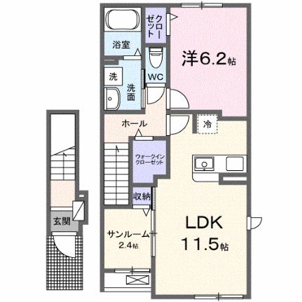 ルナソレイユ 203｜広島県福山市千代田町２丁目(賃貸アパート1LDK・2階・50.96㎡)の写真 その2