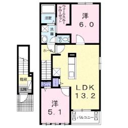 エトワールＢ 2階2LDKの間取り