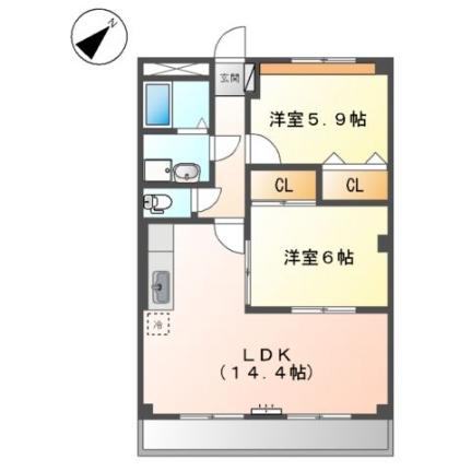 サンフォレスト曙 302｜広島県福山市曙町６丁目(賃貸マンション2LDK・3階・57.33㎡)の写真 その2