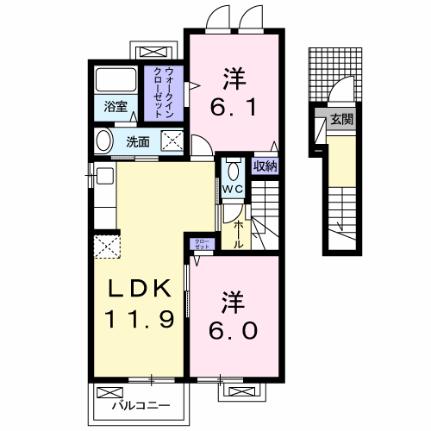 ブランシュールＣ 204｜広島県呉市広白岳６丁目(賃貸アパート2LDK・2階・56.68㎡)の写真 その2