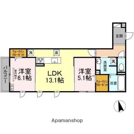 Ｌ’ＥＳＳＯＲ西条 101｜広島県東広島市西条本町(賃貸アパート2LDK・1階・60.38㎡)の写真 その2