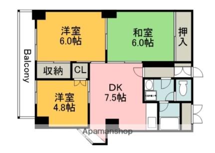 ロアール住吉町（旧サンシャイン桂） 402｜広島県広島市中区住吉町(賃貸マンション3DK・4階・57.00㎡)の写真 その2