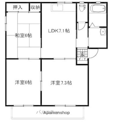 ベルソー　II番館 201｜広島県広島市安佐南区八木９丁目(賃貸アパート3DK・2階・56.09㎡)の写真 その2