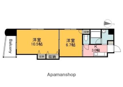 広島県広島市東区東蟹屋町(賃貸マンション2K・6階・43.47㎡)の写真 その2