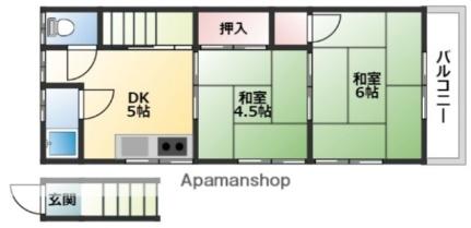 さつき荘 202｜広島県広島市西区庚午北３丁目(賃貸アパート2K・2階・32.40㎡)の写真 その2