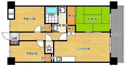 ヴェルデコート矢賀 402｜広島県広島市東区矢賀１丁目(賃貸マンション3LDK・4階・61.00㎡)の写真 その2