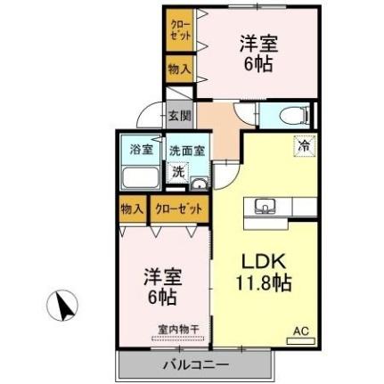 プリマベーラIII 201｜広島県広島市安佐南区川内４丁目(賃貸アパート2LDK・2階・54.97㎡)の写真 その2