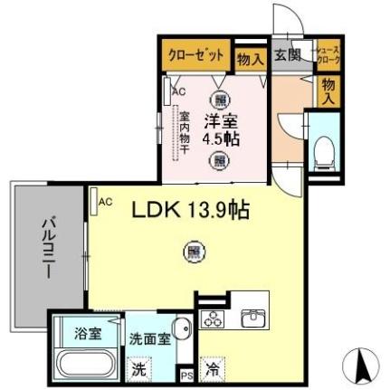 広島県広島市中区吉島西２丁目(賃貸アパート1LDK・3階・46.22㎡)の写真 その2