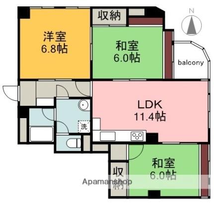 池尻ハイム舟入 301｜広島県広島市中区舟入南３丁目(賃貸マンション3LDK・3階・70.68㎡)の写真 その2