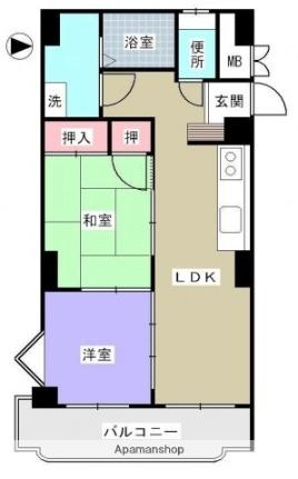 リバーフロント日興 403｜広島県広島市中区東平塚町(賃貸マンション2DK・4階・54.55㎡)の写真 その2