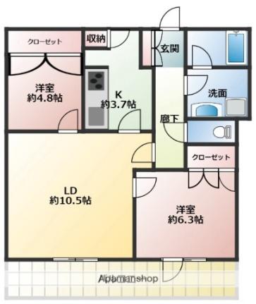 ザ・広島タワー 1702｜広島県広島市東区若草町(賃貸マンション2LDK・17階・57.11㎡)の写真 その2