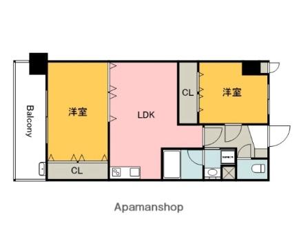 ラフォーレ十日市 505｜広島県広島市中区十日市町２丁目(賃貸マンション2LDK・5階・49.71㎡)の写真 その2