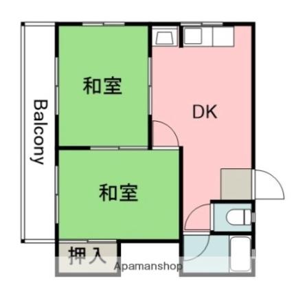 住岡ビル 302｜広島県広島市中区白島北町(賃貸マンション2DK・3階・42.80㎡)の写真 その2