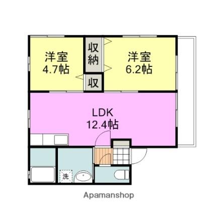 ゼフィール錦見Ａ棟 102｜山口県岩国市錦見７丁目(賃貸アパート2LDK・1階・49.85㎡)の写真 その2