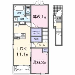 Ｅｉｓｅｎ　Ｋａｎａｏｋａ 2階2LDKの間取り