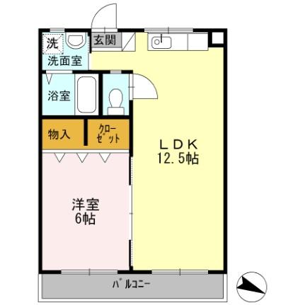 大石マンション 303｜徳島県徳島市北田宮２丁目(賃貸マンション1LDK・3階・43.32㎡)の写真 その2