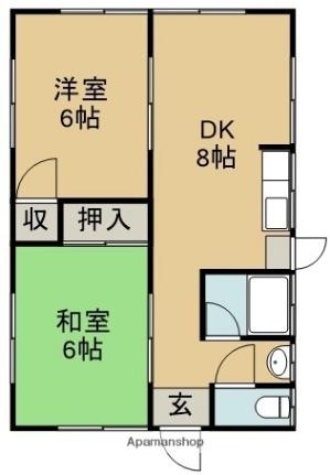 橋口アパート ｜徳島県徳島市名東町３丁目(賃貸アパート2DK・1階・48.73㎡)の写真 その2