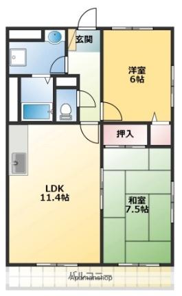 ハイツはと ｜徳島県徳島市福島２丁目(賃貸マンション2LDK・6階・57.00㎡)の写真 その2