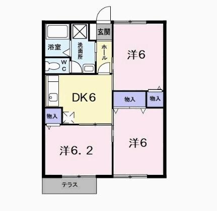 斎田コーポ 103｜徳島県鳴門市撫養町斎田字見白(賃貸アパート3DK・1階・53.82㎡)の写真 その2