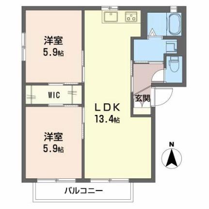 シャーメゾン　ラヴィ　Ｅ棟 201｜徳島県徳島市国府町和田字表(賃貸アパート2LDK・2階・54.07㎡)の写真 その2