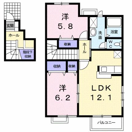 ハーモニーガーデンＡ 201｜香川県高松市多肥上町(賃貸アパート2LDK・2階・65.53㎡)の写真 その2