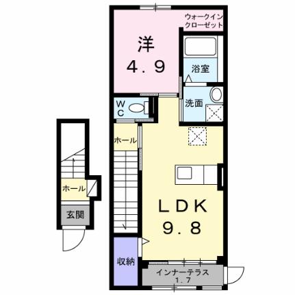 サニー・プレイス太田 203 ｜ 香川県高松市太田下町（賃貸アパート1LDK・2階・43.35㎡） その2