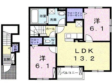 ブライトサイドI 202｜香川県さぬき市志度(賃貸間借り2LDK・2階・61.27㎡)の写真 その2