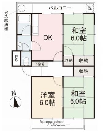 香川県高松市木太町(賃貸マンション3DK・4階・54.54㎡)の写真 その2