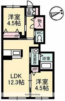 香川県高松市東山崎町(賃貸アパート2LDK・1階・49.28㎡)の写真 その2